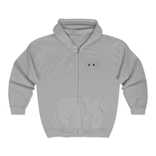 Axolotl Embroidered Full‑Zip Hoodie