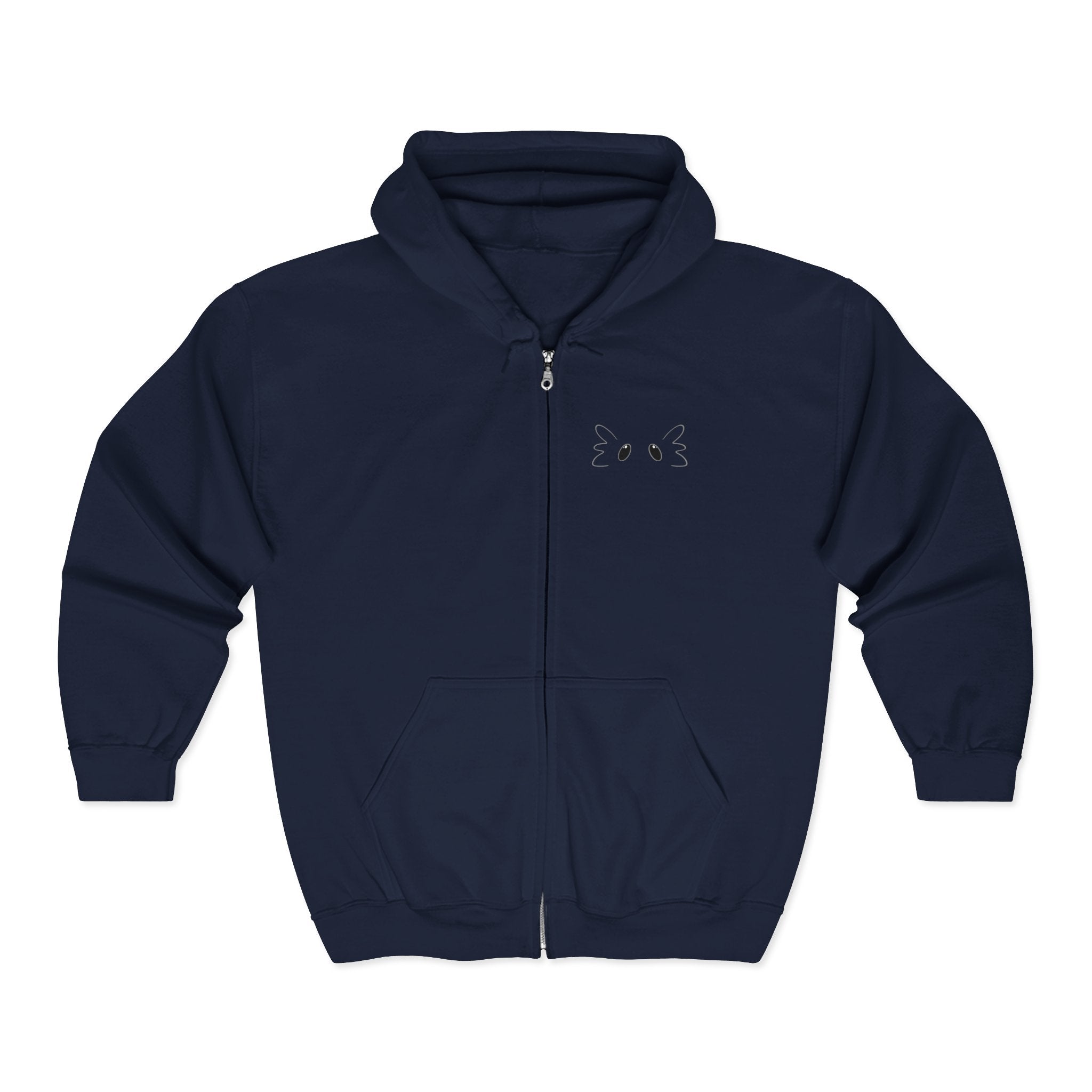 Axolotl Embroidered Full‑Zip Hoodie